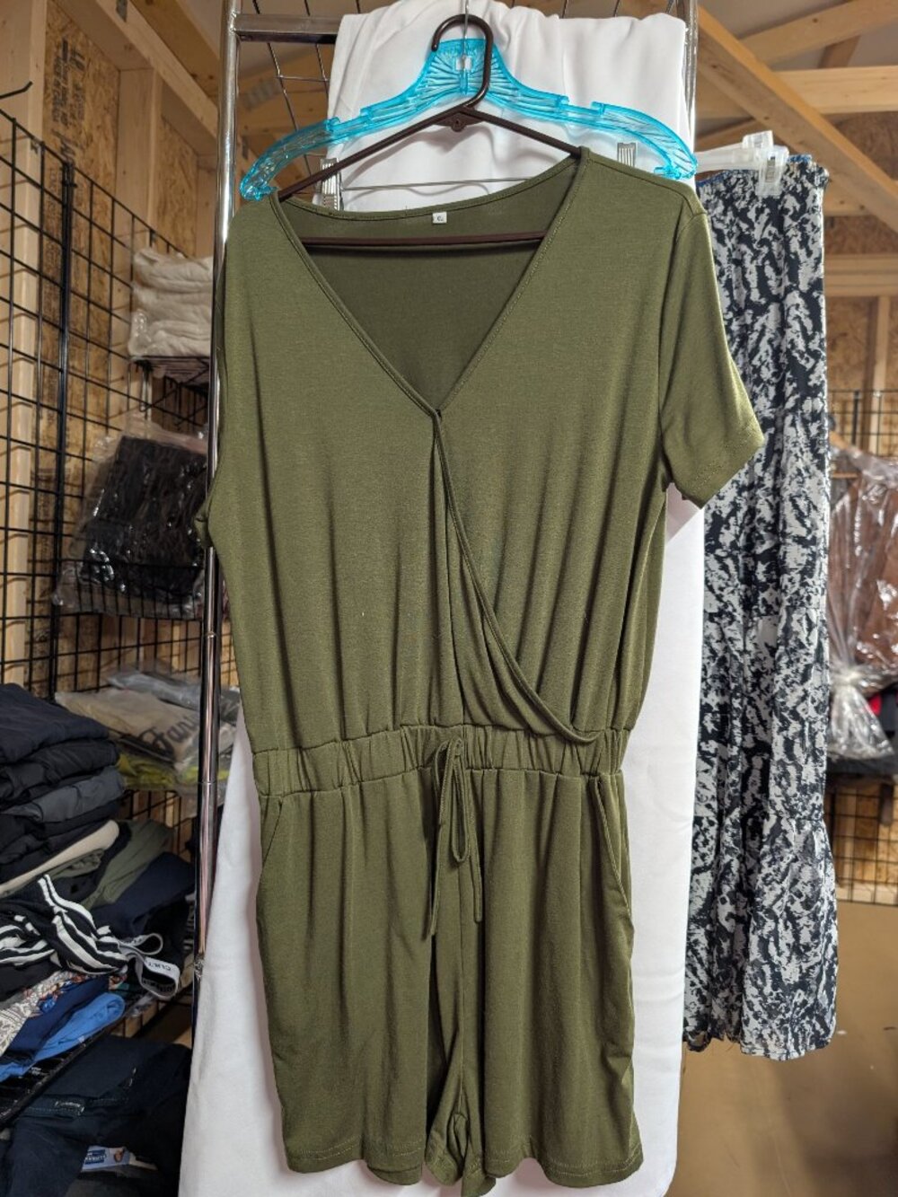 XL Olive Green Short Sleeve Romper - 25% Off When You Bundle 5+ Items!